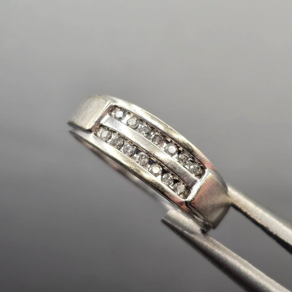 10k White Gold Diamond Channel Set Band Ring Size 10.25 NDI Signed Natural 4.05g - Picture 14 of 14